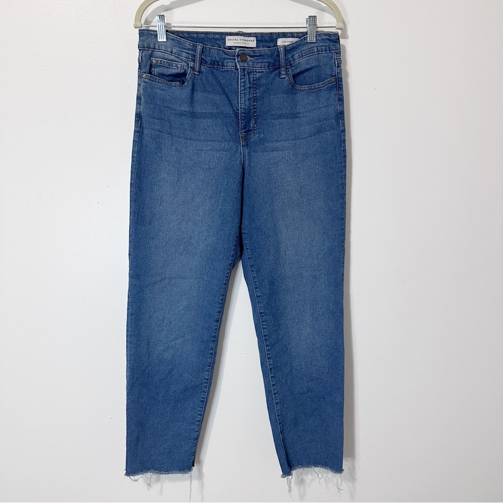 Sanctuary Social Standard Mid Wash Slim Straight Jeans Size 10/30